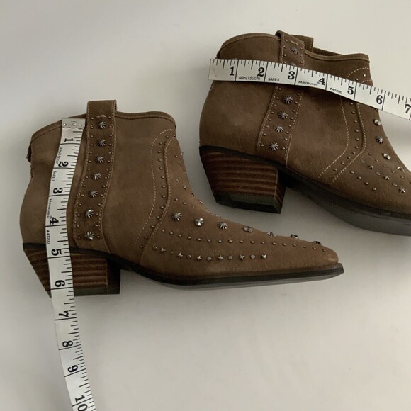 New Sam Edelman Suede Studded Point-toe Bootie Taupe 7.5 - Picture 6 of 13